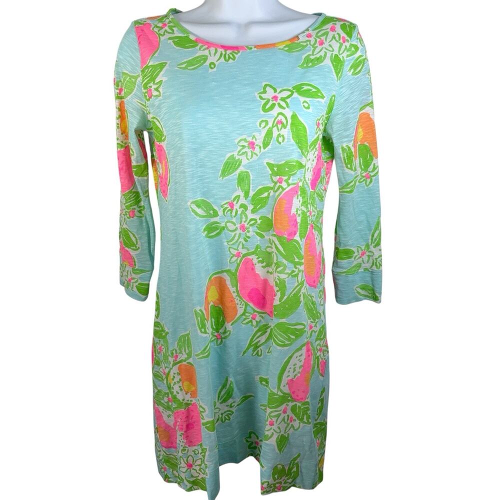 Lilly Pulitzer Marlowe T-Shirt Dress Women's Size XS 3/4 Sleeve Pullover Blue